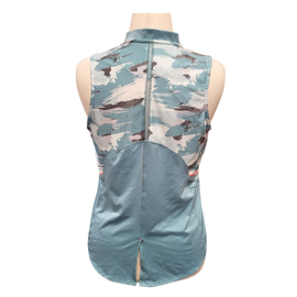 Lucky in Love Blue Turquoise Splatter Camo Print Sleeveless Top Size L MSP $78 - 0