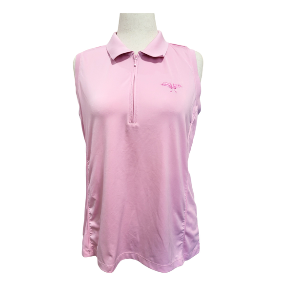 Peter Millar Women's Light Pink Sleeveless Golf Polo w/ Logo Size XL