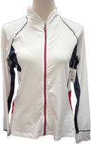 Greg Norman Women's SolarXP White Navy & Pink Full-Zip Jacket Size S-1