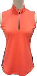 Greg Norman Coral & Paisley Print Sleeveless Golf Top Size S MSP$79-1
