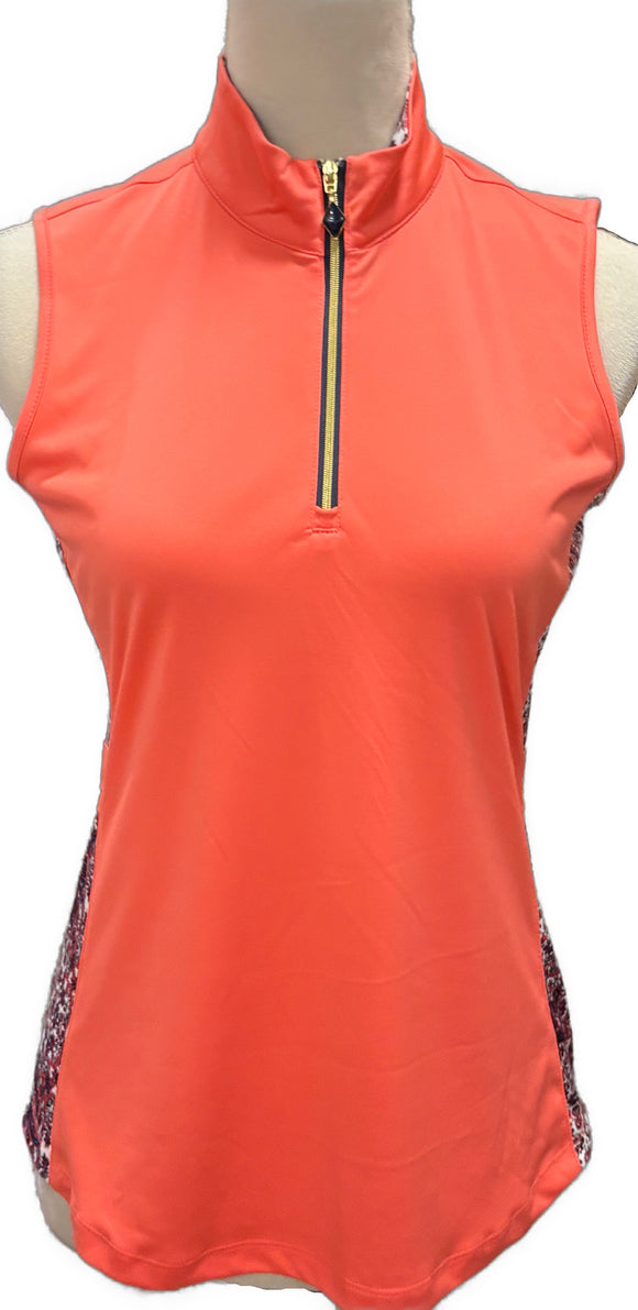 Greg Norman Coral & Paisley Print Sleeveless Golf Top Size S MSP$79