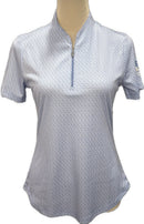 Greg Norman Women's Periwinkle Print Short Sleeve Golf Polo Size S-1