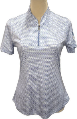 Greg Norman Women's Periwinkle Print Short Sleeve Golf Polo Size S
