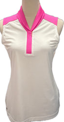 EP NY White & Pink Sleeveless Golf Polo Size S MSP$84-1