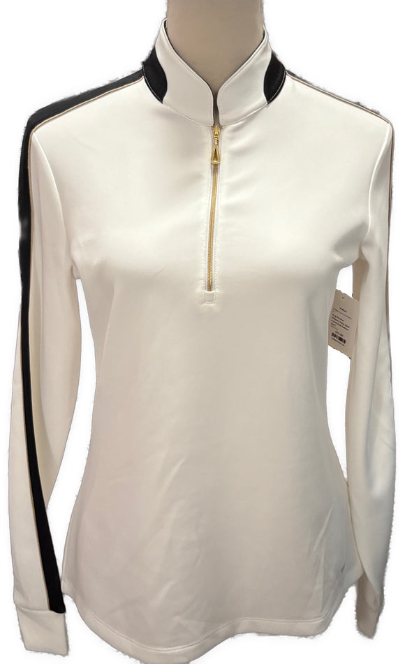 Greg Norman Women's Ivory Black & Gold Golf Pullover Size S