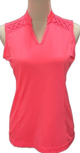 Tail Activewear Bright Coral Sleeveless Golf Top Size S MSP$90
