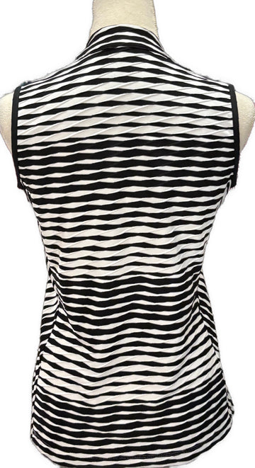 Tail Women's Black & White Stripe Jacquard Sleeveless Golf Polo Size S MSP$90 - 0