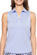 New Golftini Seersucker Blue Sleeveless Golf Polo SIze L MSP$98-1