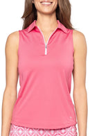 New Golftini Nantucket Pink & White Sleeveless Golf Polo Size L MSP$98-1