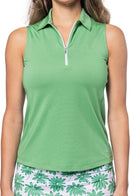 New Golftini Kelly Green & White Sleevless Golf Polo Size L MSP$98-1