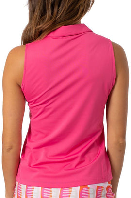 New Golftini Women's Hot Pink Sleeveless Golf Polo Size L MSP$98 - 0