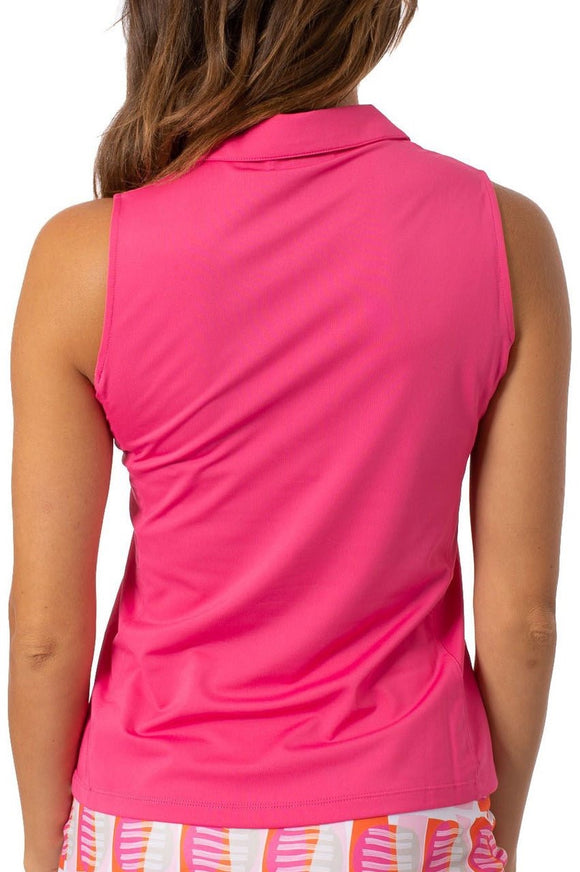 New Golftini Women's Hot Pink Sleeveless Golf Polo Size L MSP$98