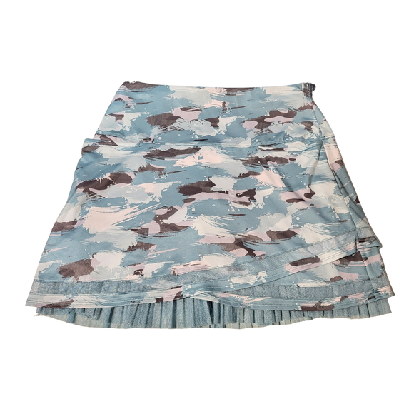 Lucky in Love Blue Turquoise Splatter Camo Print Skort Size L MSP $107