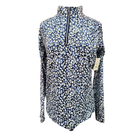 Lady Hagen Navy Tiny Floral Print Pullover Size M