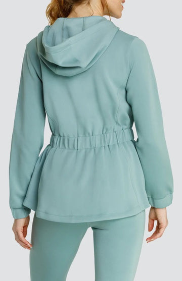 New Tail Women's Robyn Peplum Hooded Jacket - Sage MSP$75 - 0
