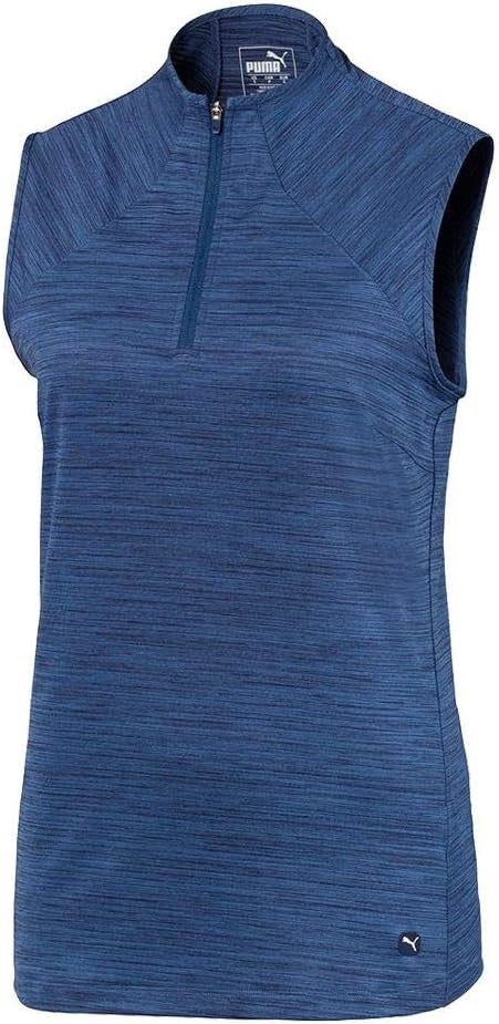 New Women's Puma Daily Mock Neck Sleeveless Golf Polo -Denim Heather Size XXL