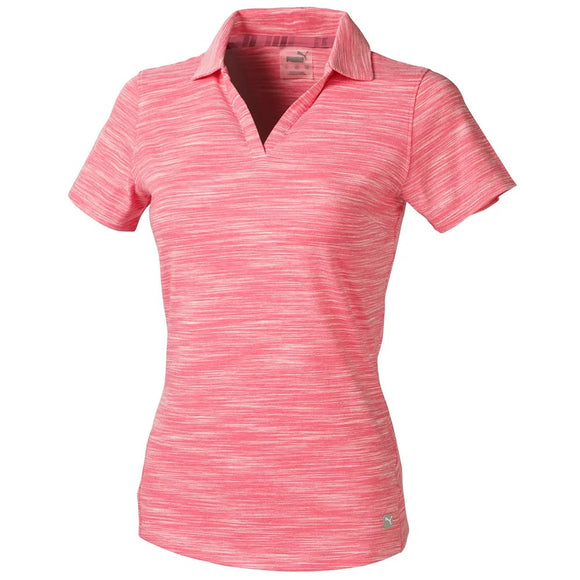 New Women's Puma Heather Slub Golf Polo- Rapture Rose MSP$60 Size XS