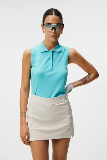 J.Lindeberg Tanja Sleeveless Knitted Shirt- Blue Curacao Size XL MSP$140 - 0