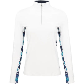 New Lohla Sport White Desiree Long Sleeve Zip Mock Golf Top Size L MSP$140