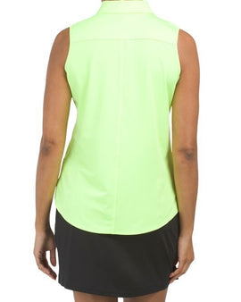 Belyn Key Women's Neon Green Keystone Sleeveless Golf Top Size L MSP$118 - 0