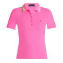 New G/Fore Women's Contrast Collar Ribbed Tech Nylon Polo Knockout Pink Size M MSP$120-1