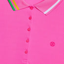 New G/Fore Women's Contrast Collar Ribbed Tech Nylon Polo Knockout Pink Size M MSP$120-2
