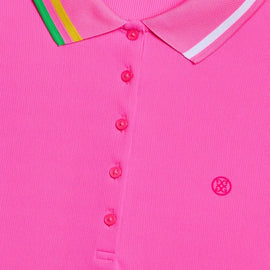 New G/Fore Women's Contrast Collar Ribbed Tech Nylon Polo Knockout Pink Size M MSP$120 - 0