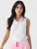 New G/Fore Women's Embroidered Tech Pique Sleeveless Golf Polo Size L MSP$130-1
