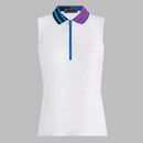 New G/Fore Women's White Tech Pique Sleeveless Golf Polo w/ Contrast Collar Size L MSP$110-1