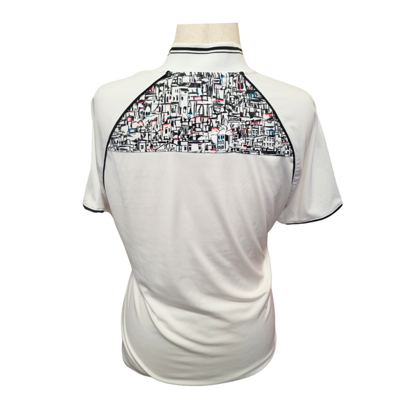 Greg Norman White 1/4 Zip Polo w/ 'Shell Landing' Logo Size L