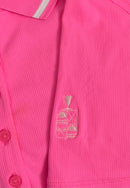 New G/Fore Women's Contrast Collar Ribbed Tech Nylon Polo Knockout Pink Size M MSP$120-4