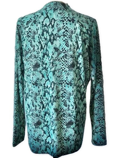 Sport Haley Teal & Back Snakeskin Print Long Sleeve Golf Top Size XL