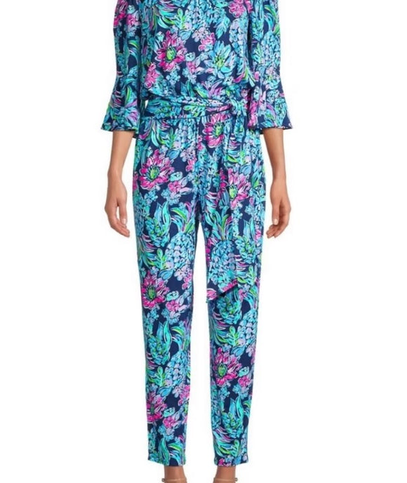 Lilly Pulitzer Calla Navy Pineapple Paradise Jumpsuit Size S MSP$188
