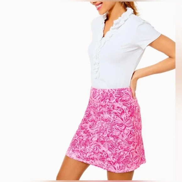 Lilly Pulitzer Luxletic Maryana Golf Skort Pink Blossom Foxy Llama Size S MSP$98