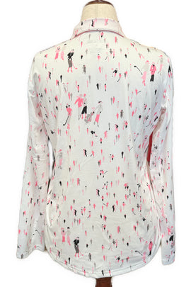New San Soleil Long Sleeve Women Golfer Print Sun Shirt Size L MSP$110 - 0