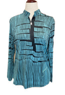 Jamie Sadock Sunsense Aqua & Black Long Sleeve Sun Shirt Size L MSP$99-1