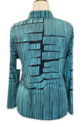 Jamie Sadock Sunsense Aqua & Black Long Sleeve Sun Shirt Size L MSP$99 - 0