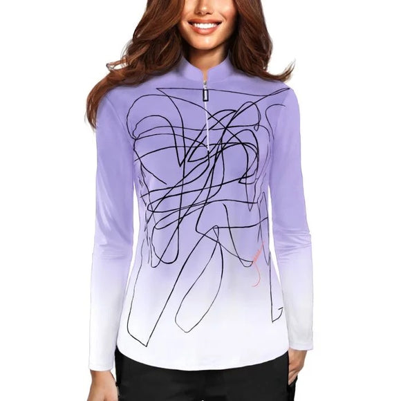 Jamie Sadock Sunsense Lavender Ombre Long Sleeve SunShirt Size L MSP$98
