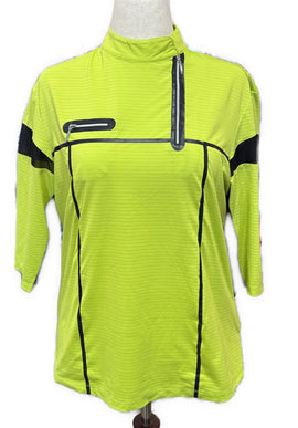 Jamie Sadock Neon Green & Black 3/4 Length Golf Top Size L MSP$88