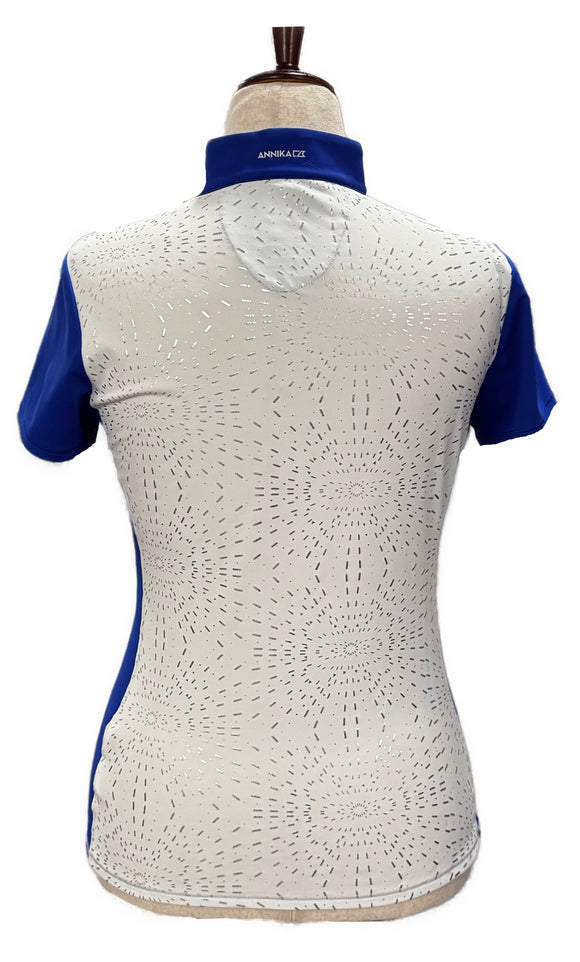 Annika Cutter & Buck Blue, White, Gray & Silver Women's Short Sleeve Top w/Logo Size S