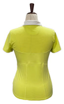 Annika by Cutter & Buck Yellow Green Golf Polo w/ White Collar Size S-2