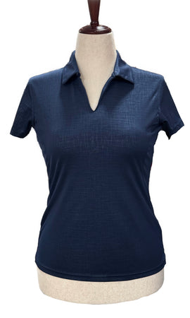 Oxford Golf Women's Navy Crosshatch Golf Polo Size S