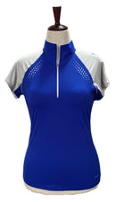 New Annika Cutter & Buck Blue & Gray Women's Short Sleeve Top w/Logo Size S MSP$92-1