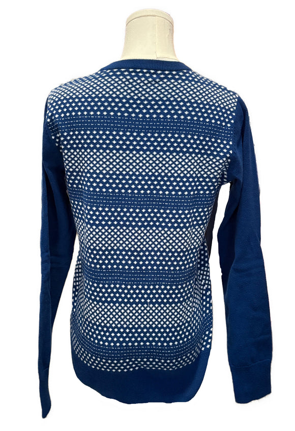 Lady Hagan Royal Blue & White Knitted Sweater Size S