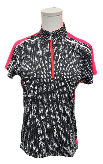 Tail Black & White Dot Polo w/ Hot Pink Accents Size S