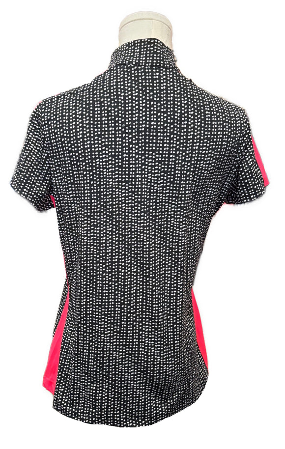 Tail Black & White Dot Polo w/ Hot Pink Accents Size S