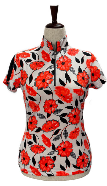 Tail Coral Floral Short Sleeve Mock golf Polo Size S