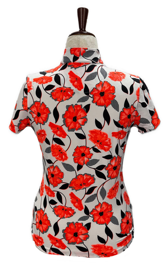 Tail Coral Floral Short Sleeve Mock golf Polo Size S