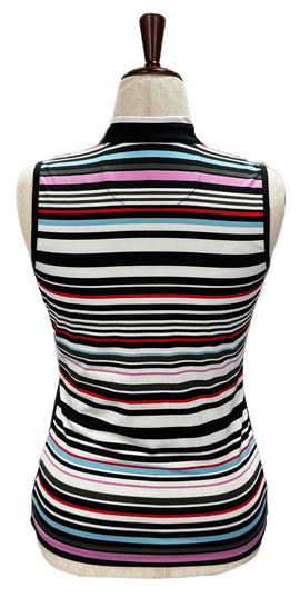 Tail Multicolored Horizontal Stripe Sleeveless Mock Golf Top Size S - 0