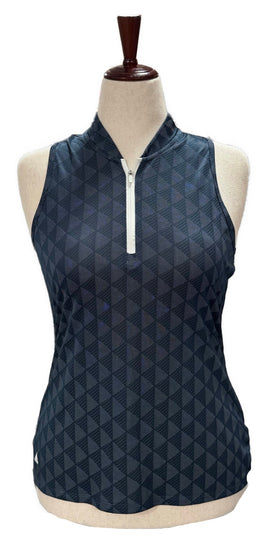 Adidas Navy Triangle Print Sheer Golf Top Size M
